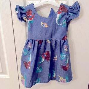 NWT Disney Princess  Little Mermaid Cotton Girls Open Back Twirl Sun Dress 12 mo